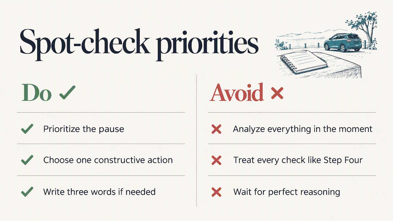 What actually matters in a spot check, and what doesn't — overview diagram