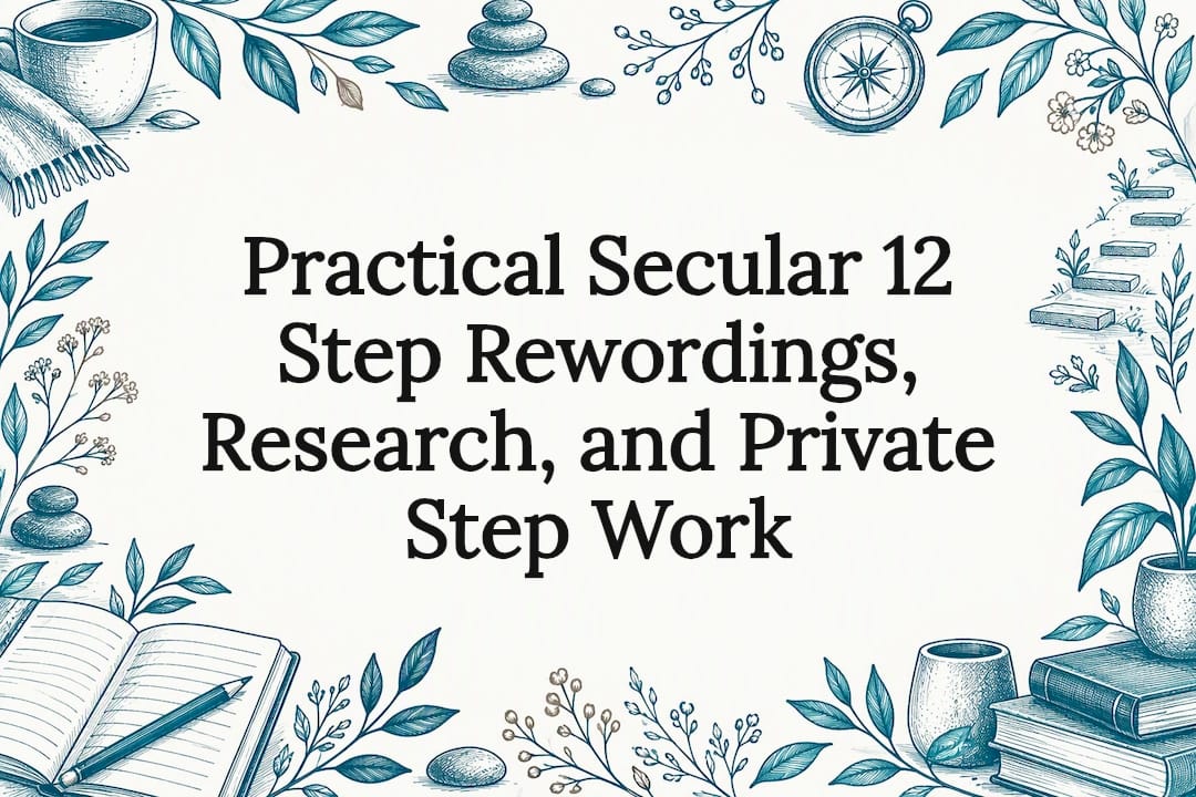Sketch-framed title card for secular step work