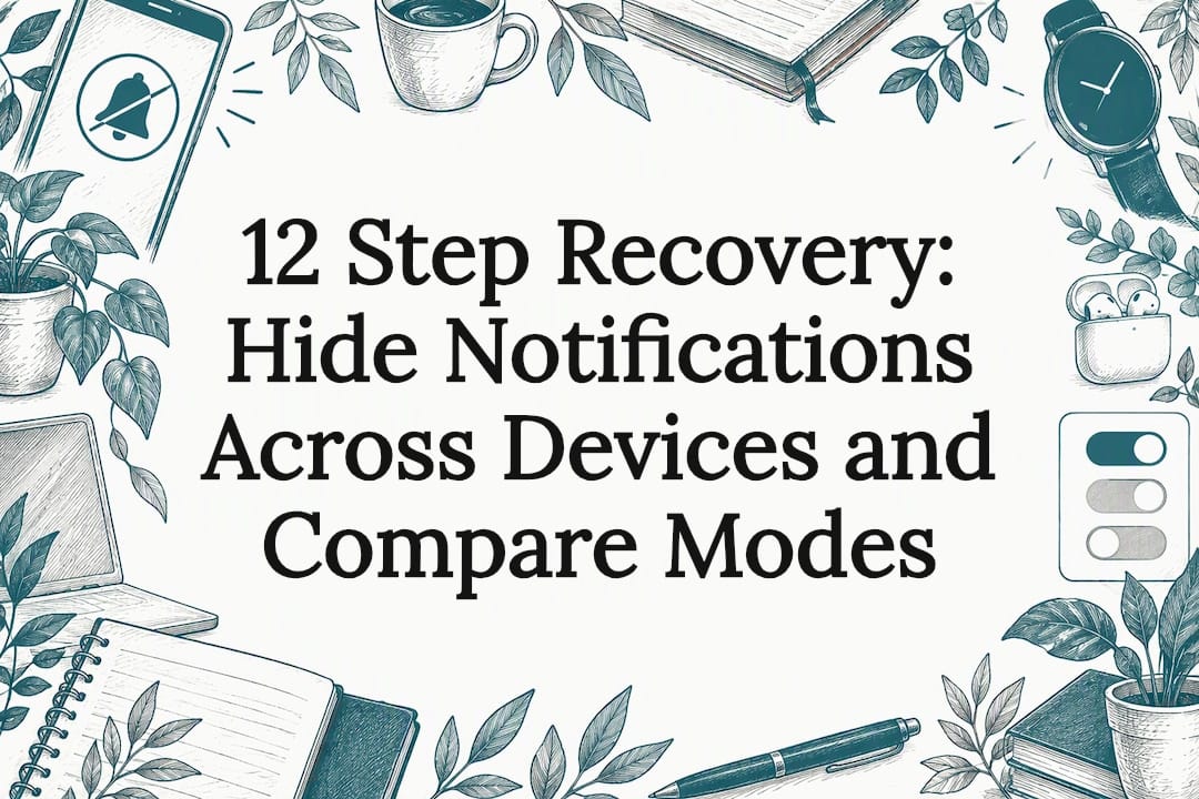 Sketch-style title card with device privacy motifs